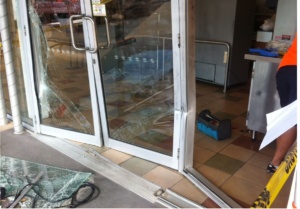 Commercial Door After Ram Raid