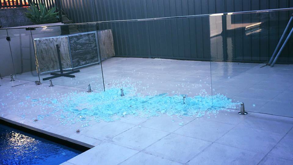 Pool Fence Shatters Spontaneously True Blue Glass