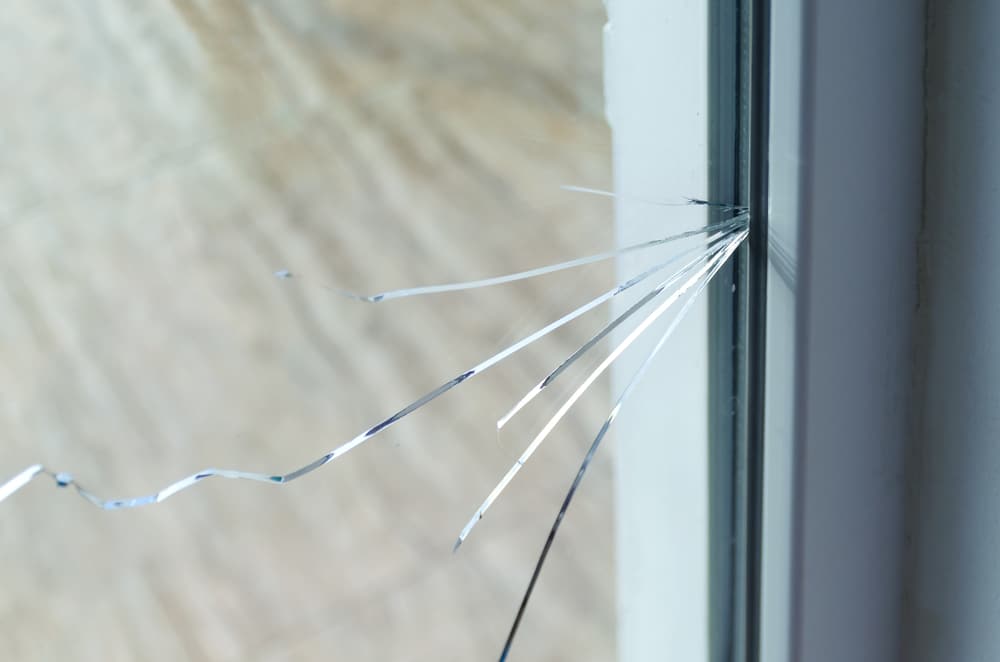 Cracked Window Needing Glass Repair